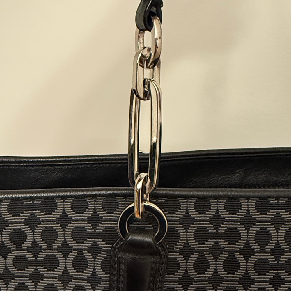 Coach Black and Charcoal Signature Tote with Silver Hardware - Picture 4 of 13